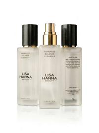 Lisa Hanna Beauty Advanced Balance Cleanser hydrating facial cleanser 100 ml frosted glass bottles with gold pump.