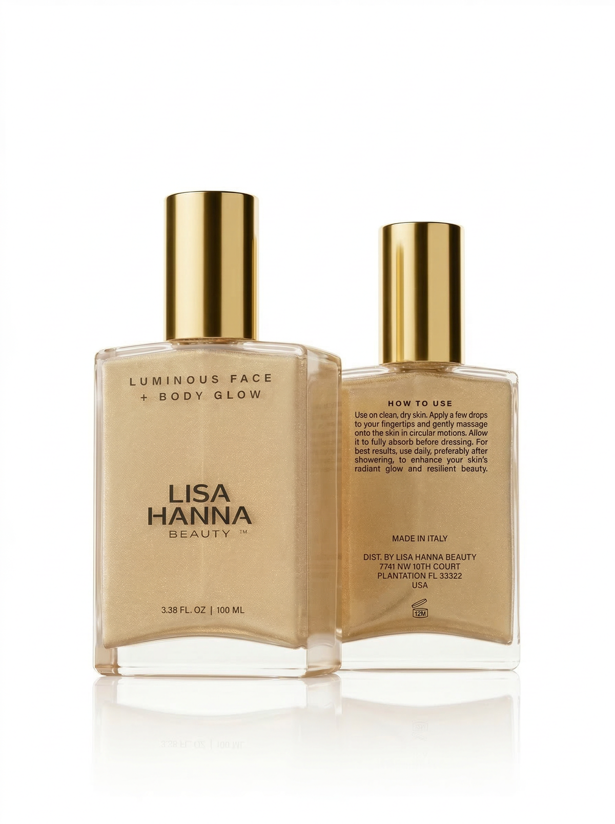 Lisa Hanna Beauty Luminous Face + Body Glow illuminating face and body.