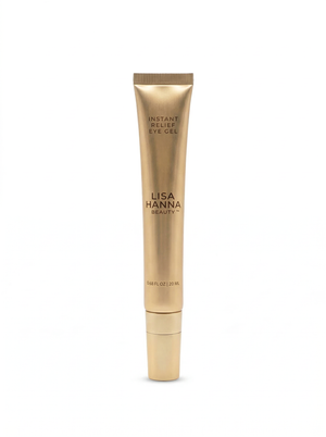 Lisa Hanna Beauty Instant Relief Eye Gel under eye treatment for puffiness and radiance.