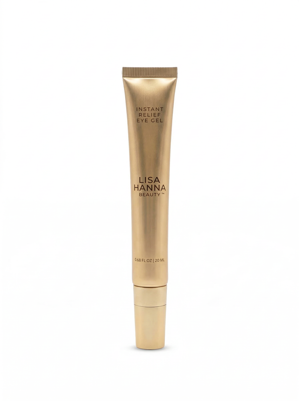 Lisa Hanna Beauty Instant Relief Eye Gel under eye treatment for puffiness and radiance.