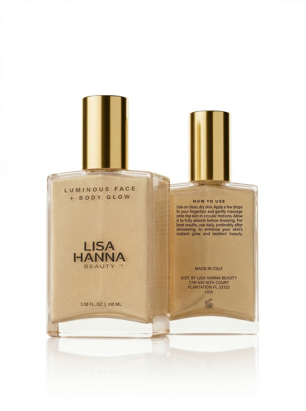 Lisa Hanna Beauty Luminous Face + Body Glow illuminating face and body.