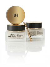Lisa Hanna Beauty The Moisture Crème luxury hydrating face cream in glass jar with gold lid.
